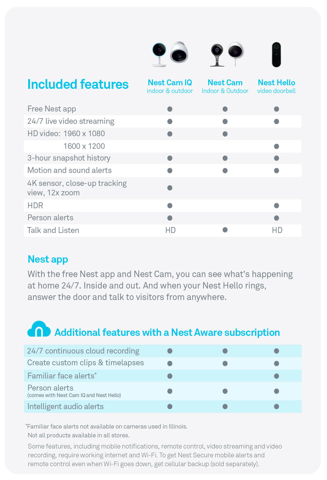 Nest Cam Comparison