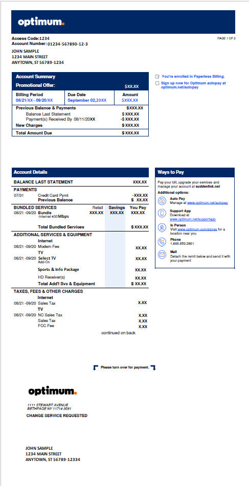 Optimum | How to Read Your Optimum Bill